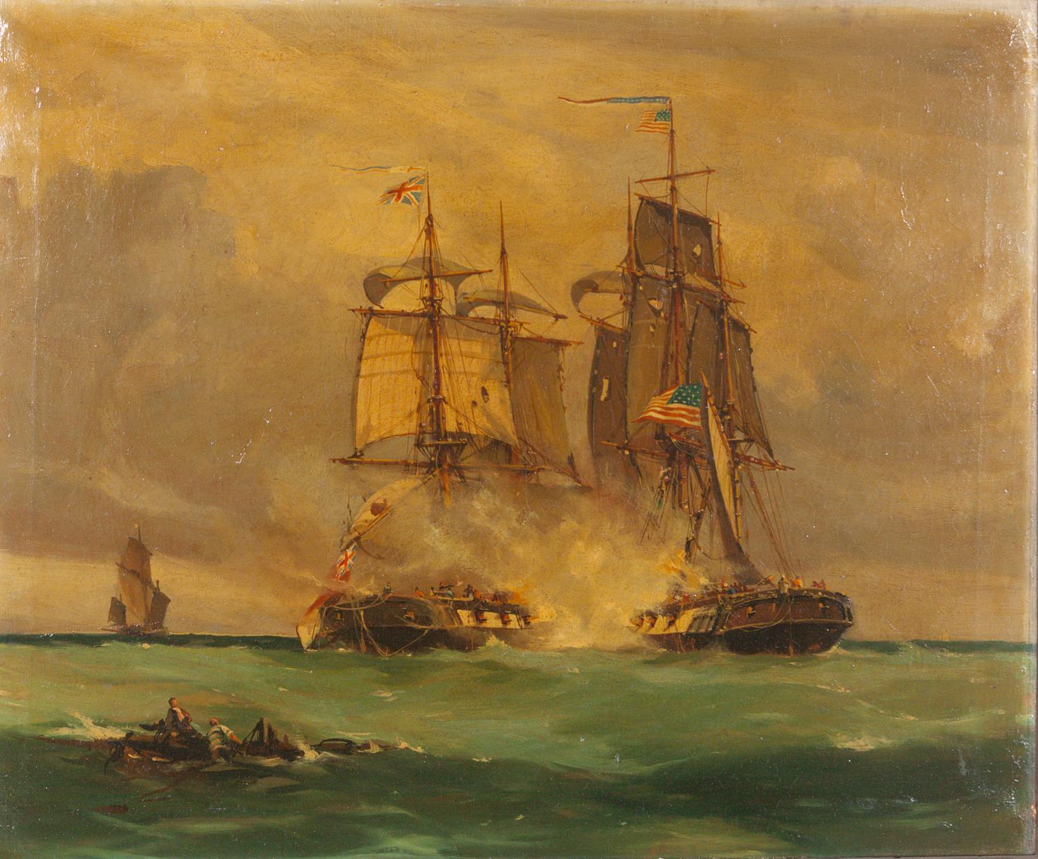 Battle Scene in the English Channel between American Ship "Wasp" and the English Brig "Reindeer"