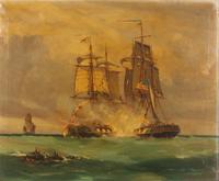 Battle Scene in the English Channel between American Ship "Wasp" and the English Brig "Reindeer"