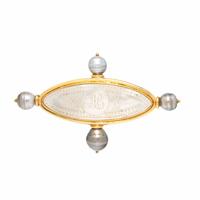 Elizabeth Locke, Mother-of-Pearl, Cultured Pearl, and Yellow Gold Brooch