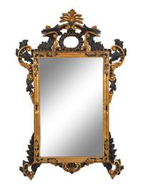 An Italian Rococo Style Painted and Parcel Gilt Mirror