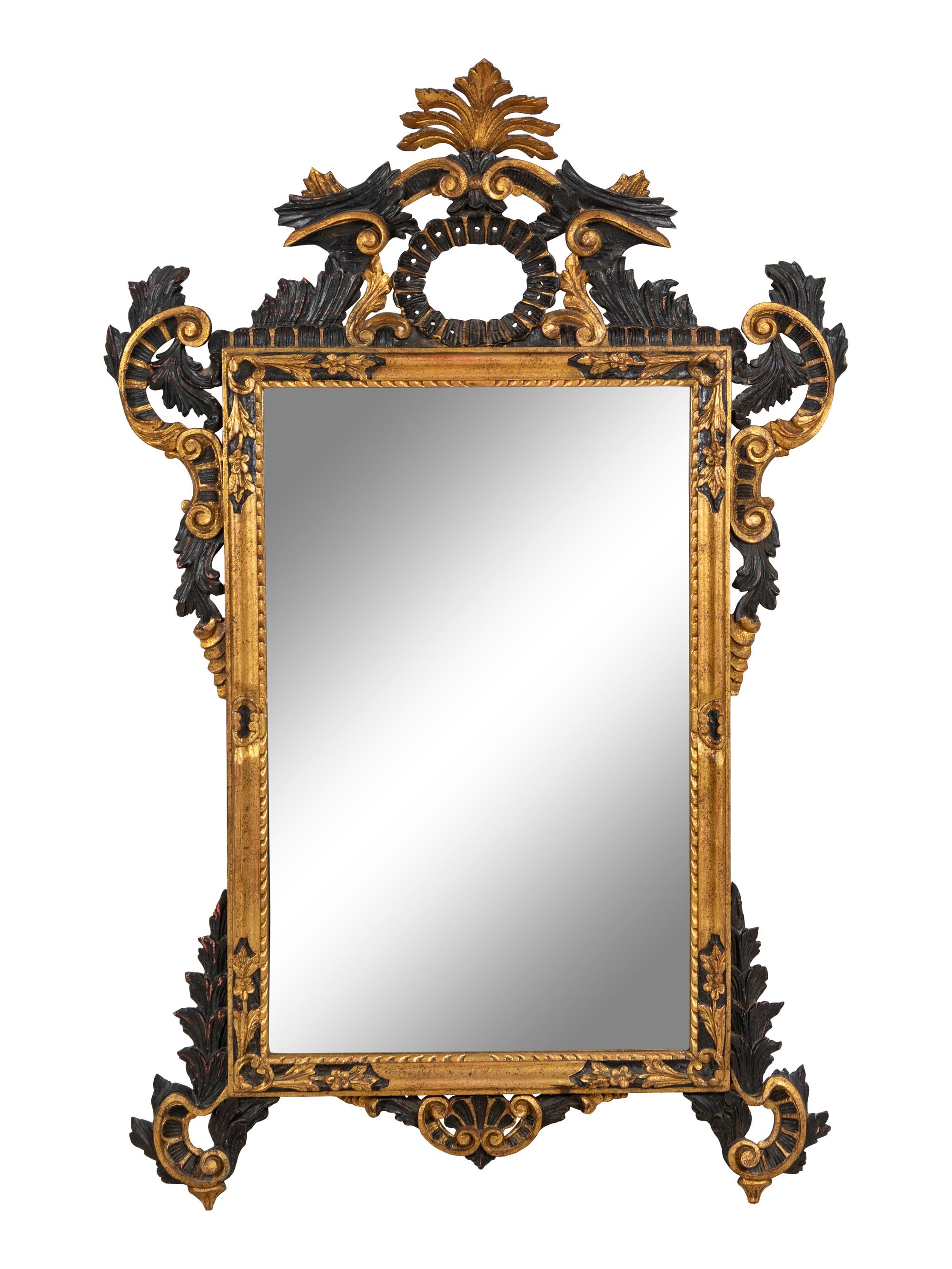 An Italian Rococo Style Painted and Parcel Gilt Mirror