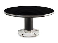 A Contemporary Chrome and Marble Circular Dining Table