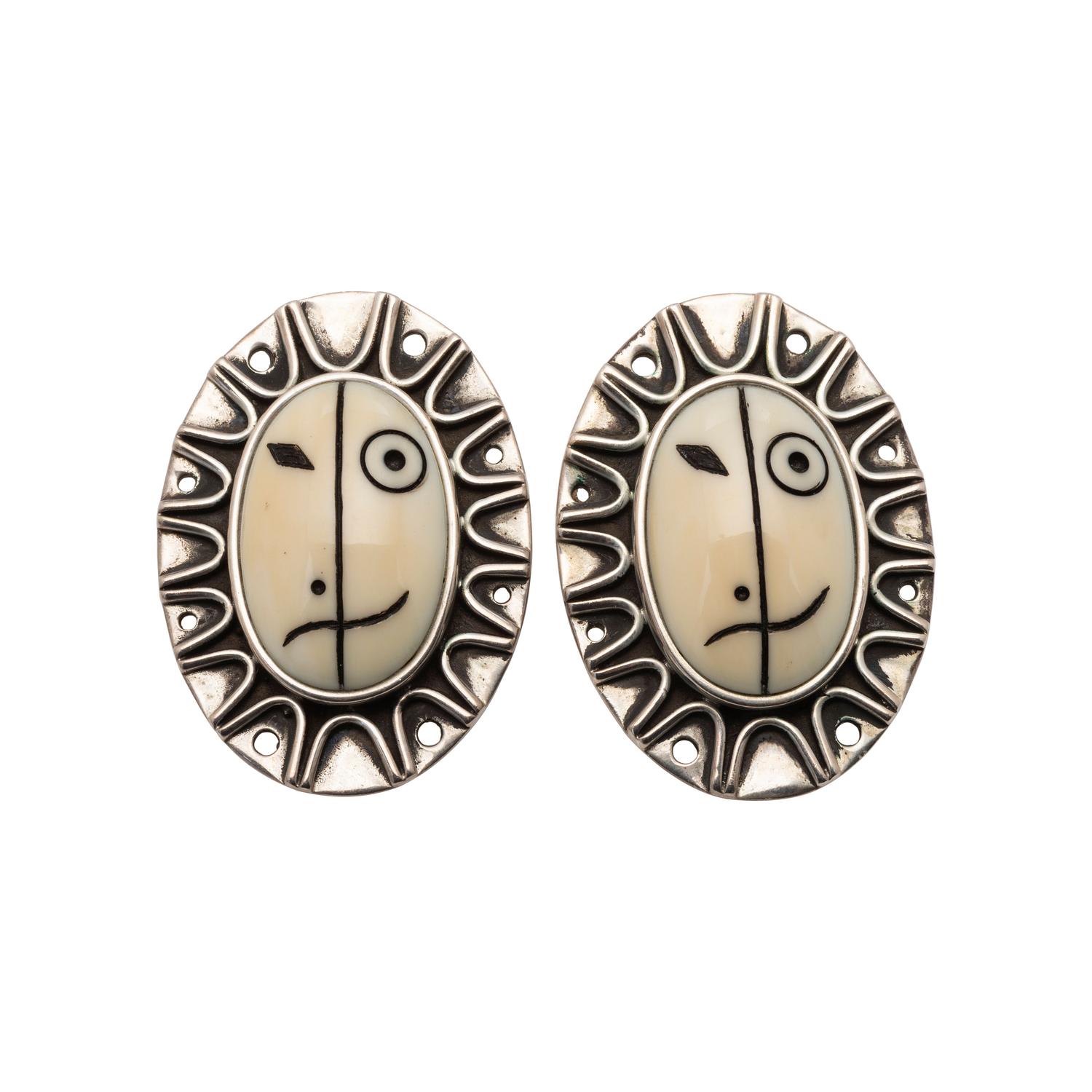 Sterling Silver Maskette Post Earrings, 1992