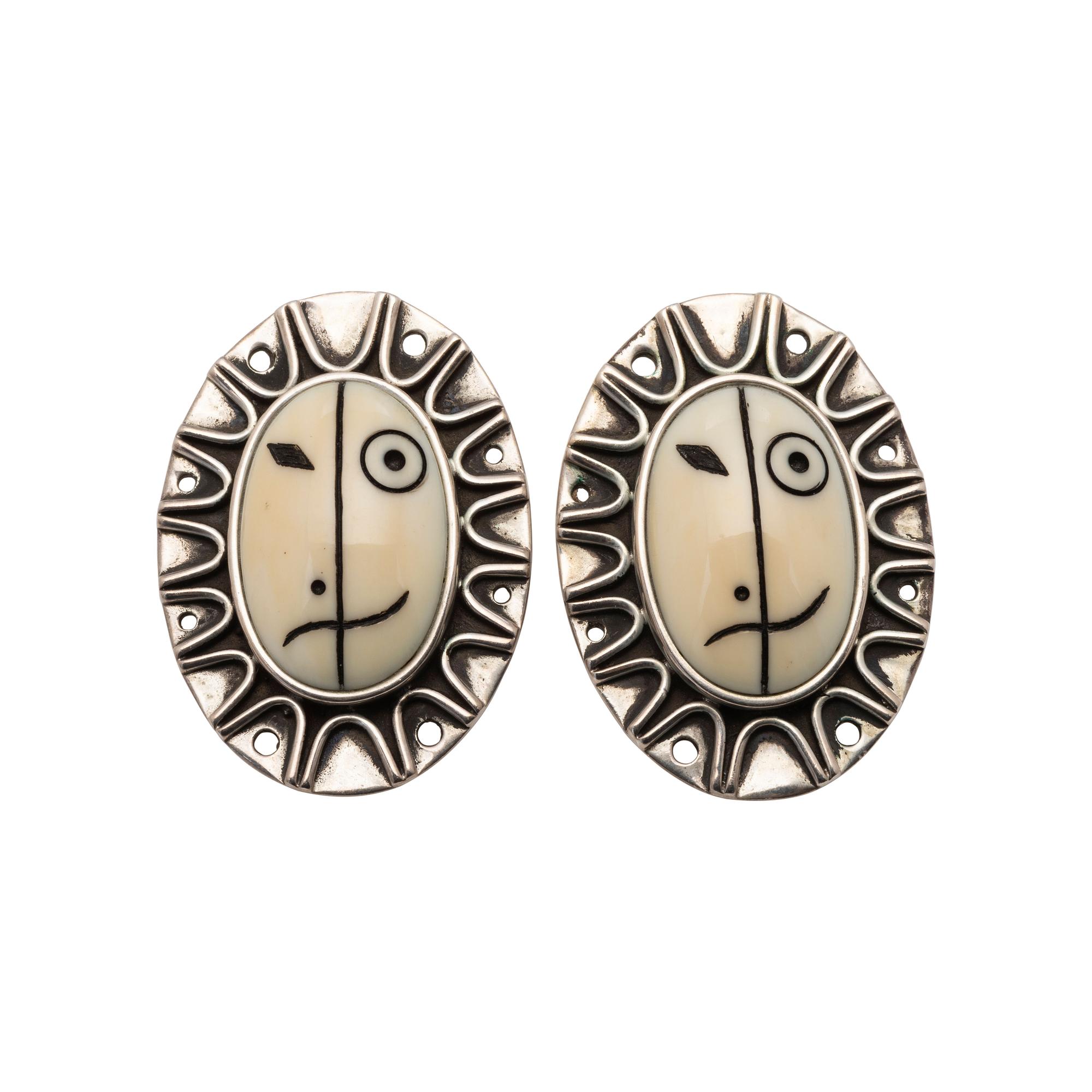 Sterling Silver Maskette Post Earrings, 1992
