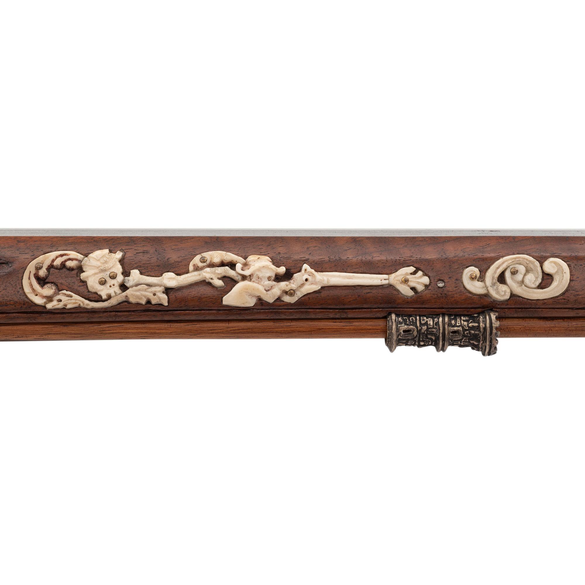 Contemporary Wheellock Rifle with Death Motifs by John B. Derrick (American, b.1936)