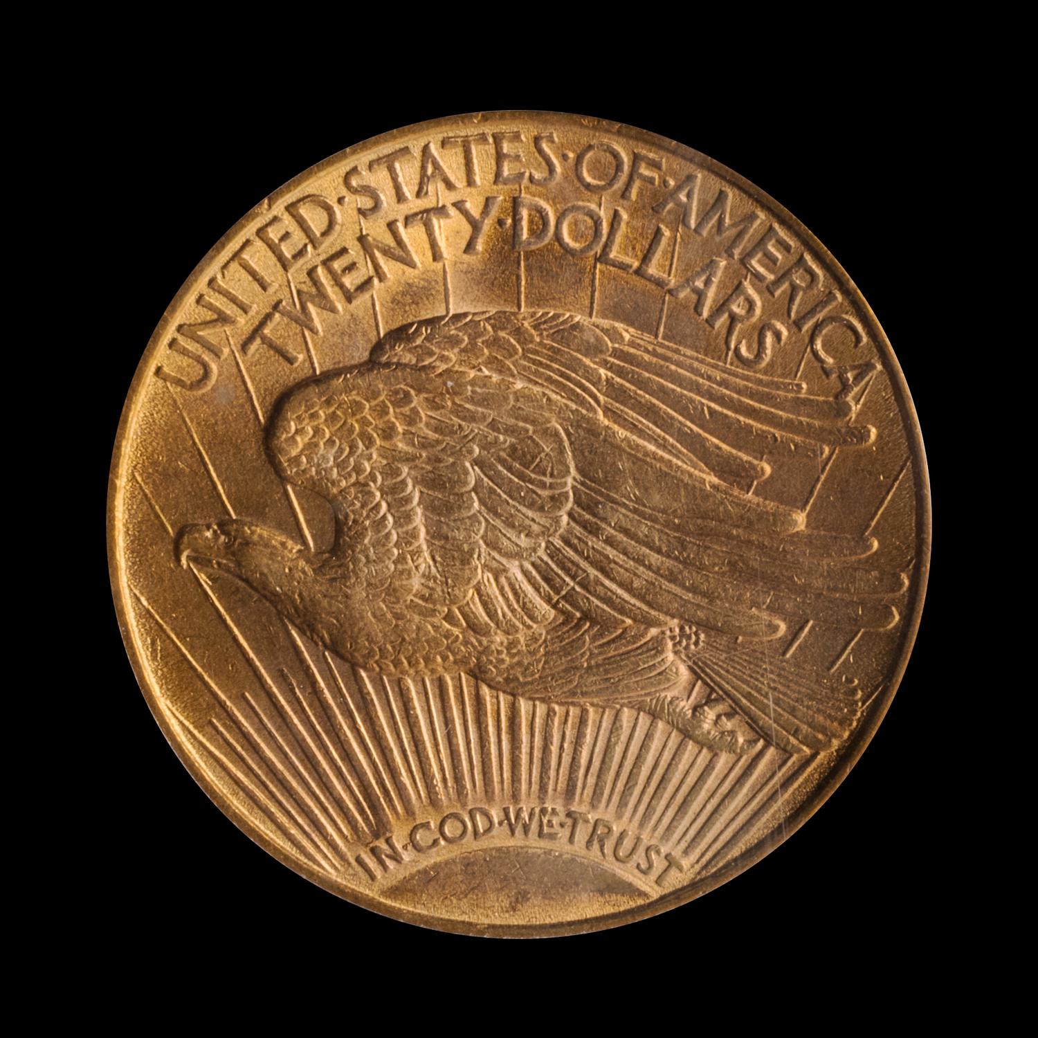 A United States 1908-D St. Gaudens: Motto $20 Gold Coin