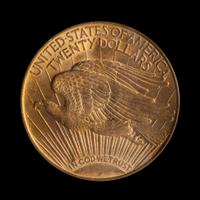 A United States 1908-D St. Gaudens: Motto $20 Gold Coin