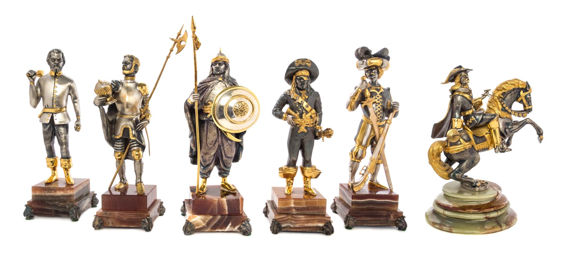 A Collection of Italian Silvered and Gilt Bronze Chess Figures Height of tallest 11 3/4 inches. — GIUSEPPE VASARI (20TH CENTURY)