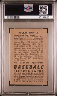 A 1952 Bowman Mickey Mantle Baseball Card No. 101 (PSA 3 VG)