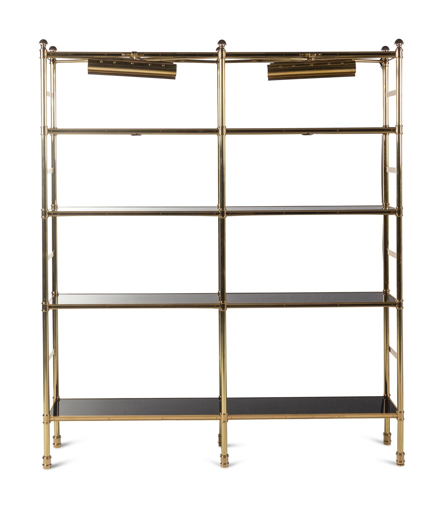 Two Contemporary Brass and Lacquer "Porter" Etageres