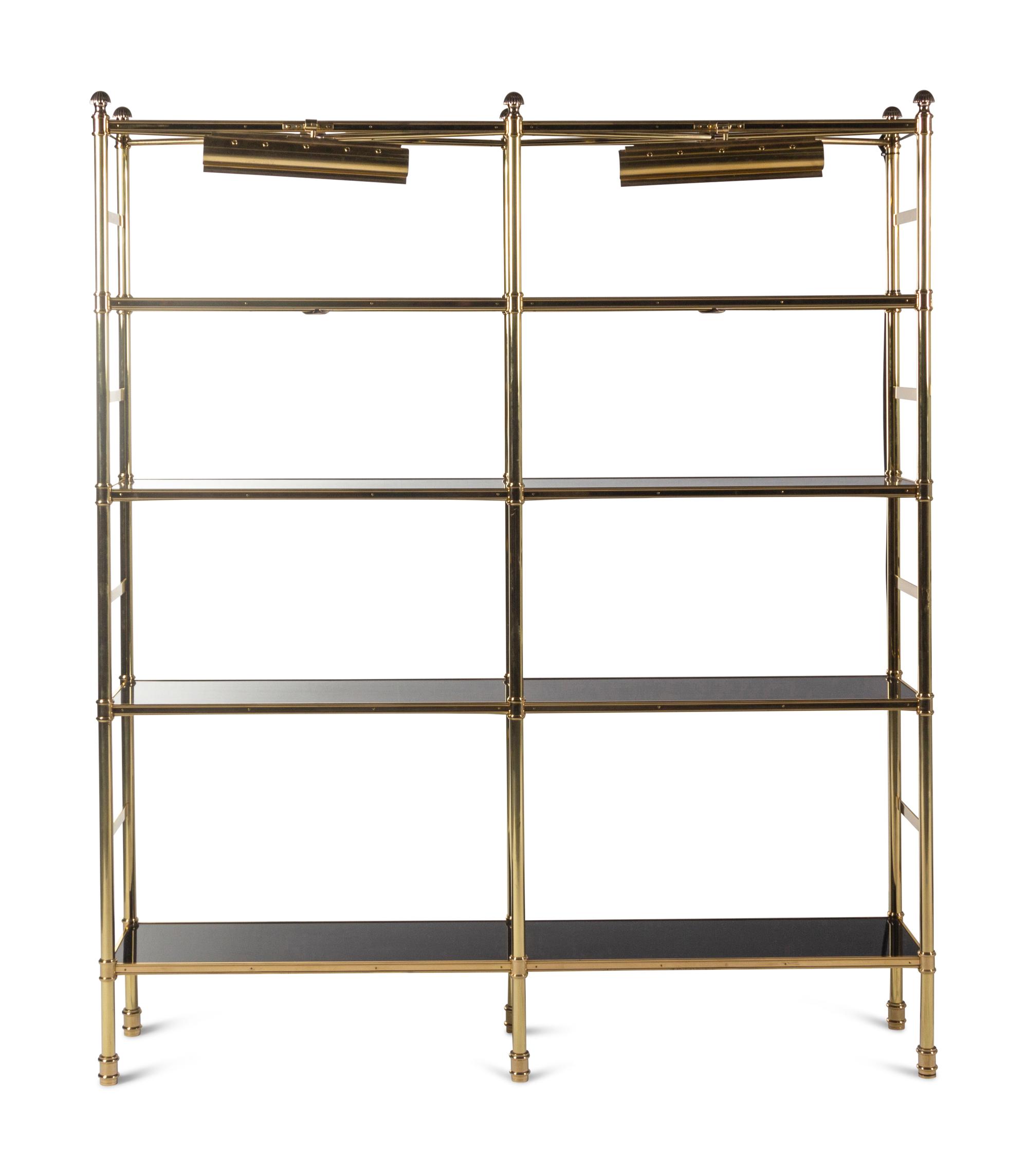 Two Contemporary Brass and Lacquer "Porter" Etageres
