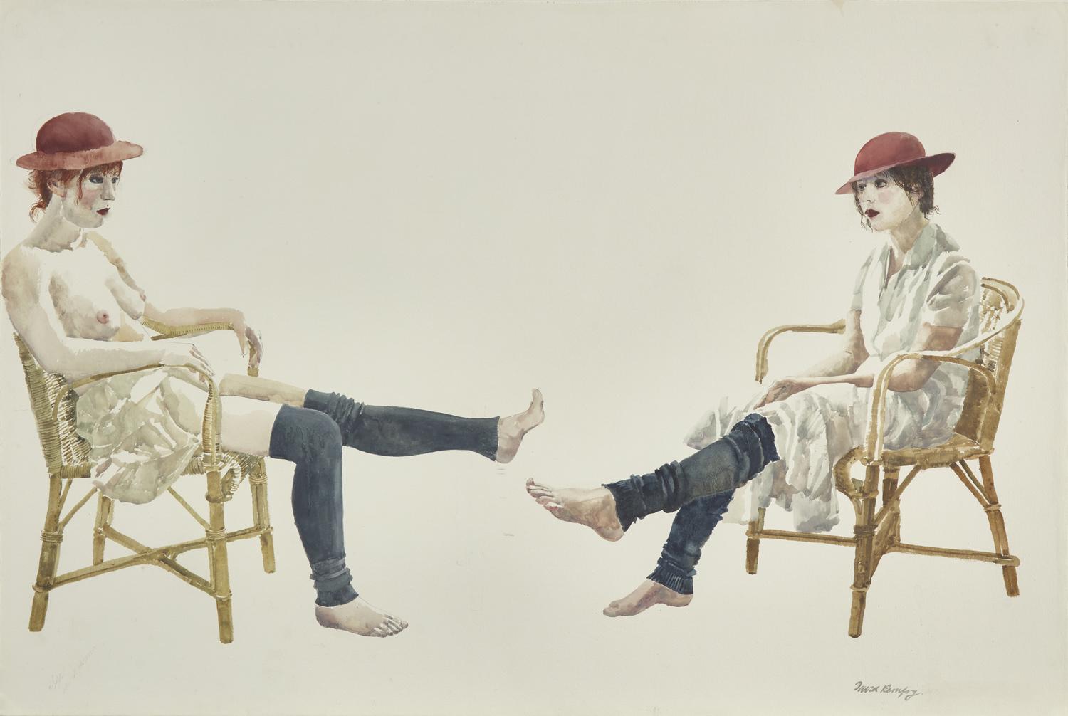 Two Girls in Red Hats, 1981