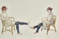 Two Girls in Red Hats, 1981