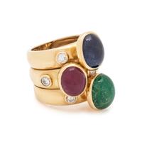 YELLOW GOLD, MULTIGEM AND DIAMOND RING