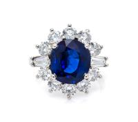 A Platinum, Sapphire and Diamond Ring, 7.30 dwts.