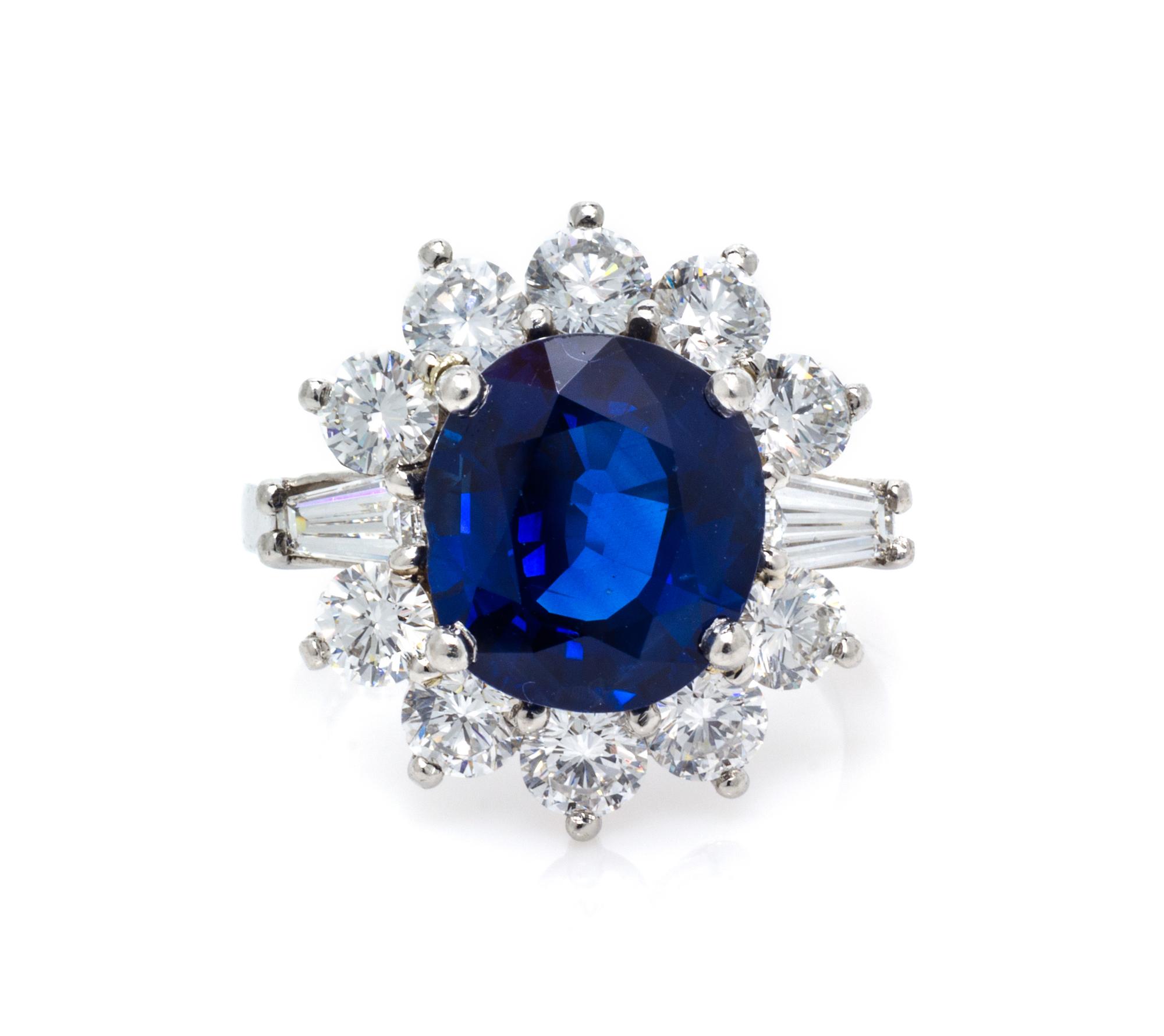 A Platinum, Sapphire and Diamond Ring, 7.30 dwts.