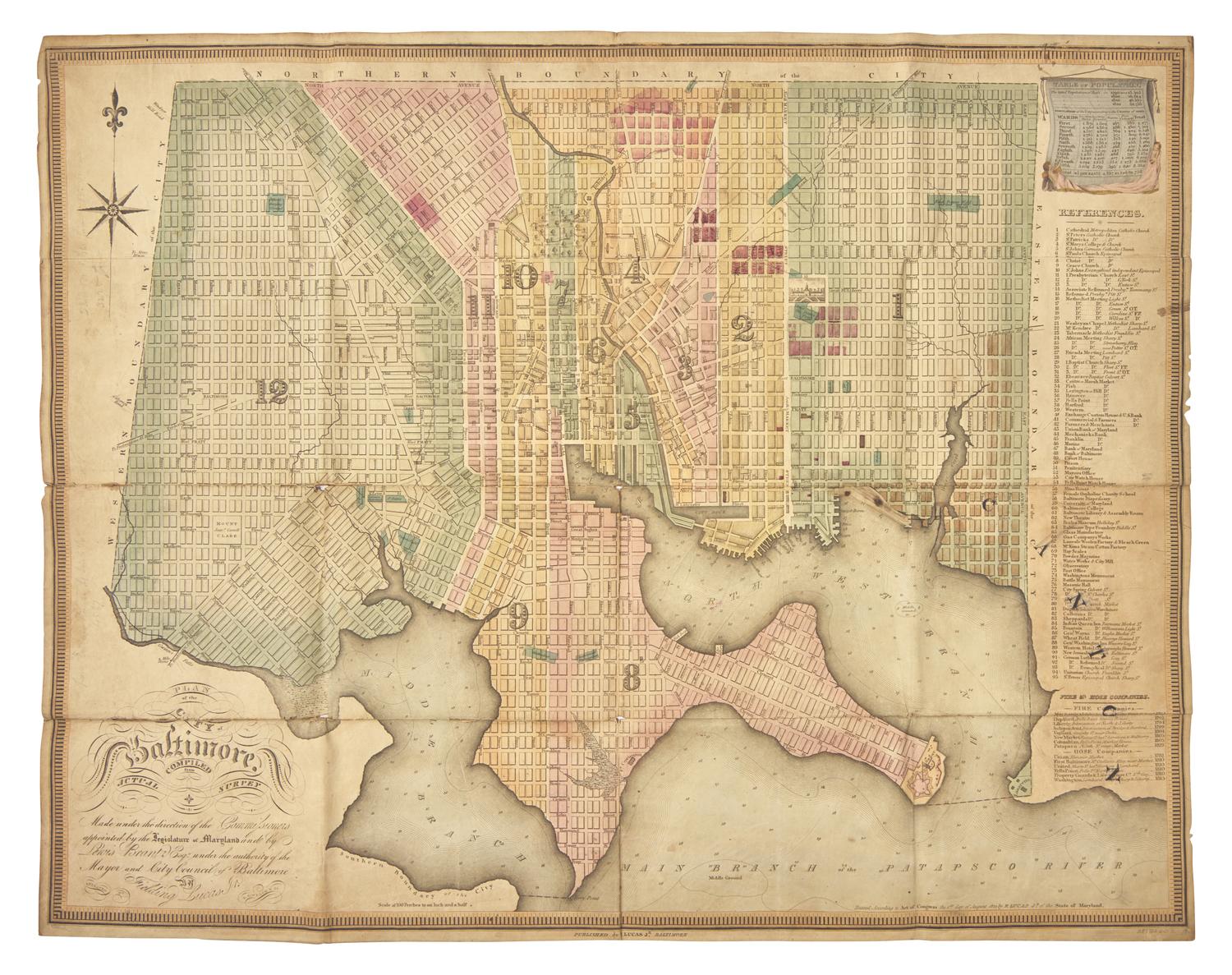 [Americana] Lucas, F(ielding). Plan of the City of Baltimore, Compiled from Actual Survey...