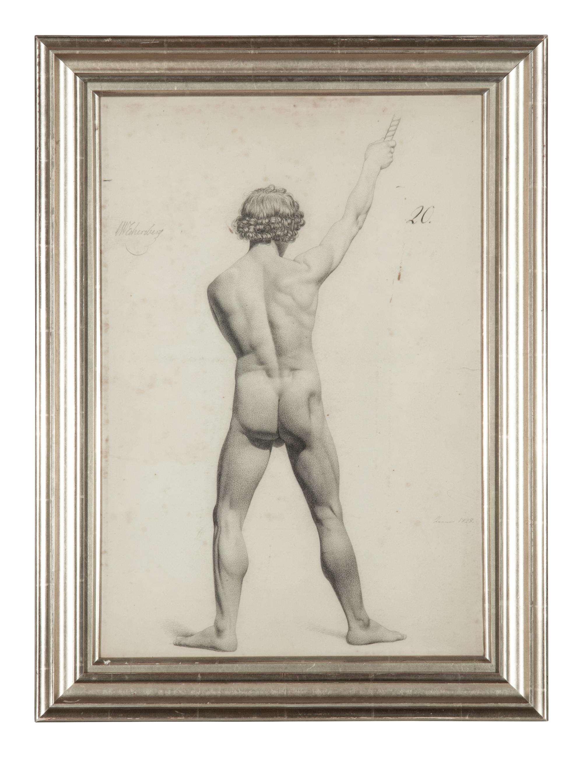 A Group of Three Male Nudes , 1824-1830