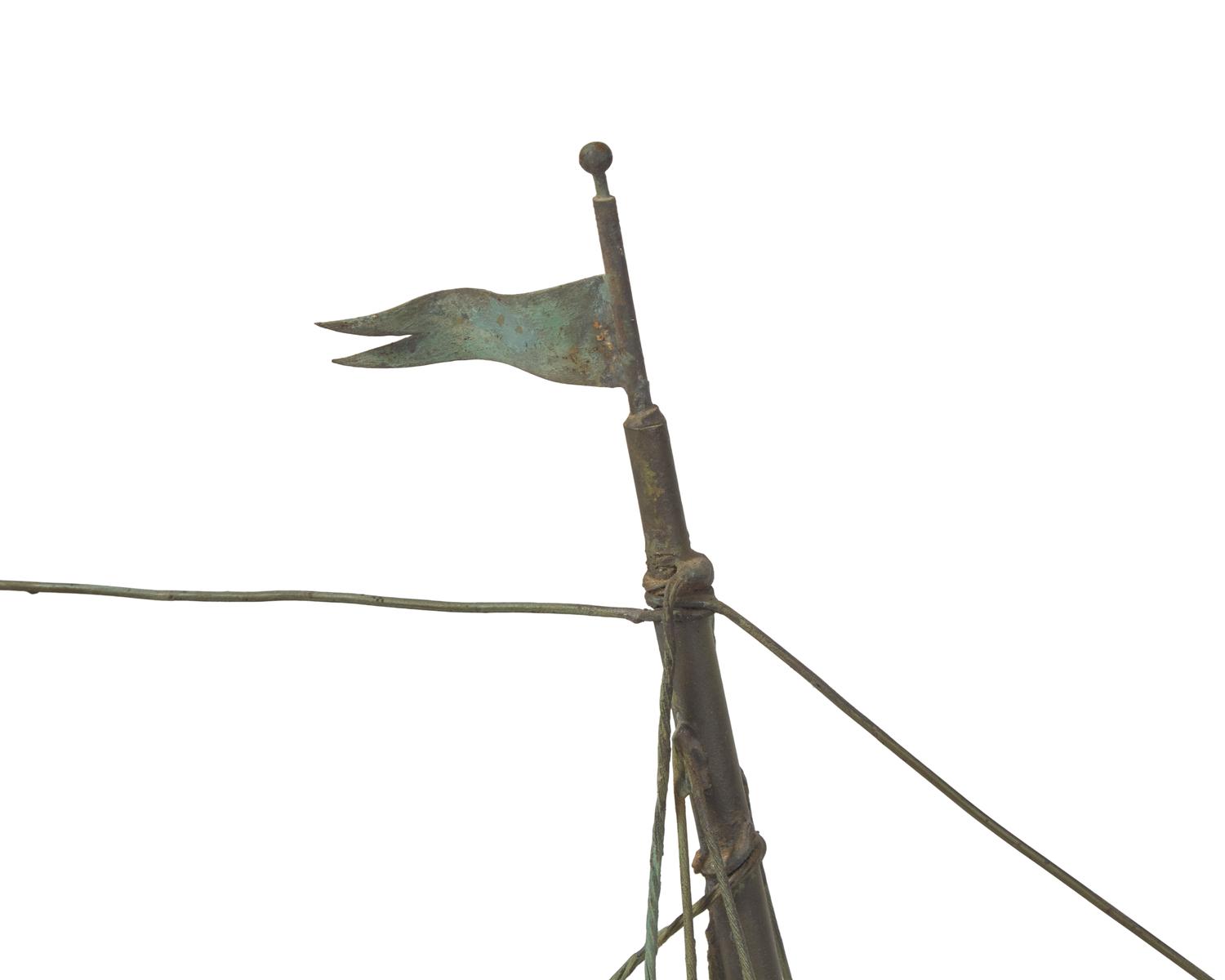 A Molded And Cut Copper Schooner Weathervane