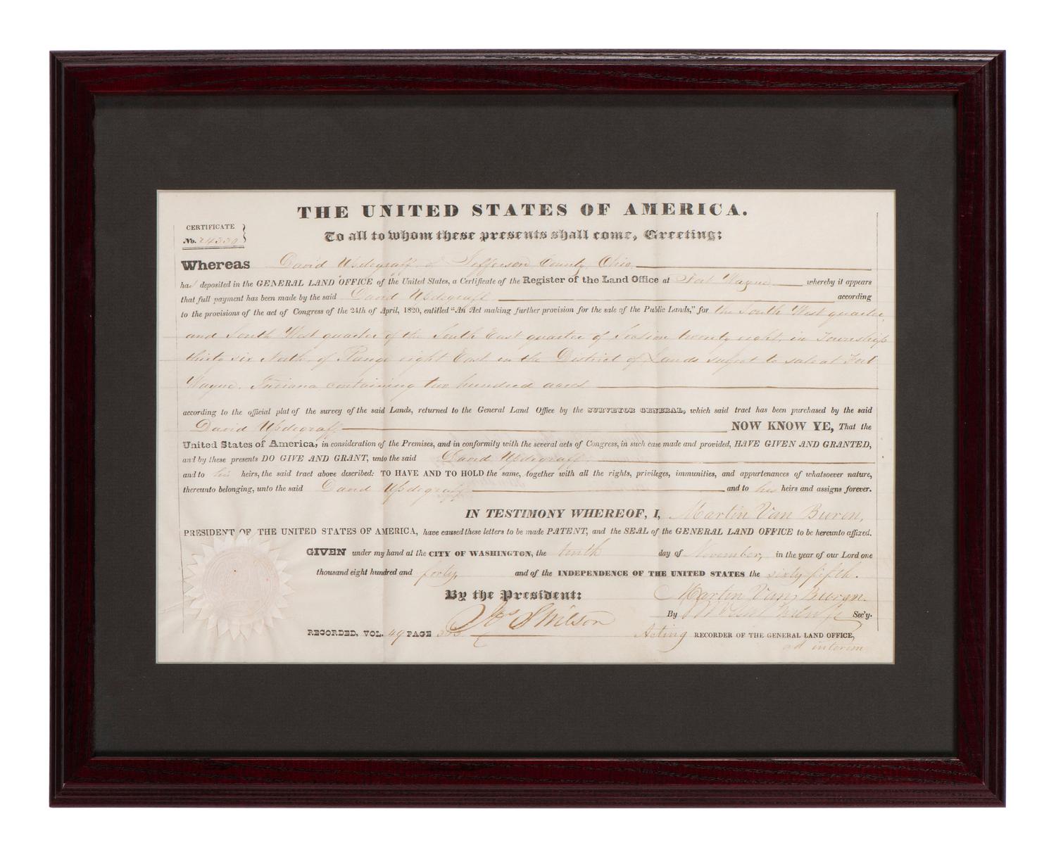 [POLK, James K. (1795-1849) -- PIERCE, Franklin (1804-1869) -- VAN BUREN, Martin (1782-1862).]