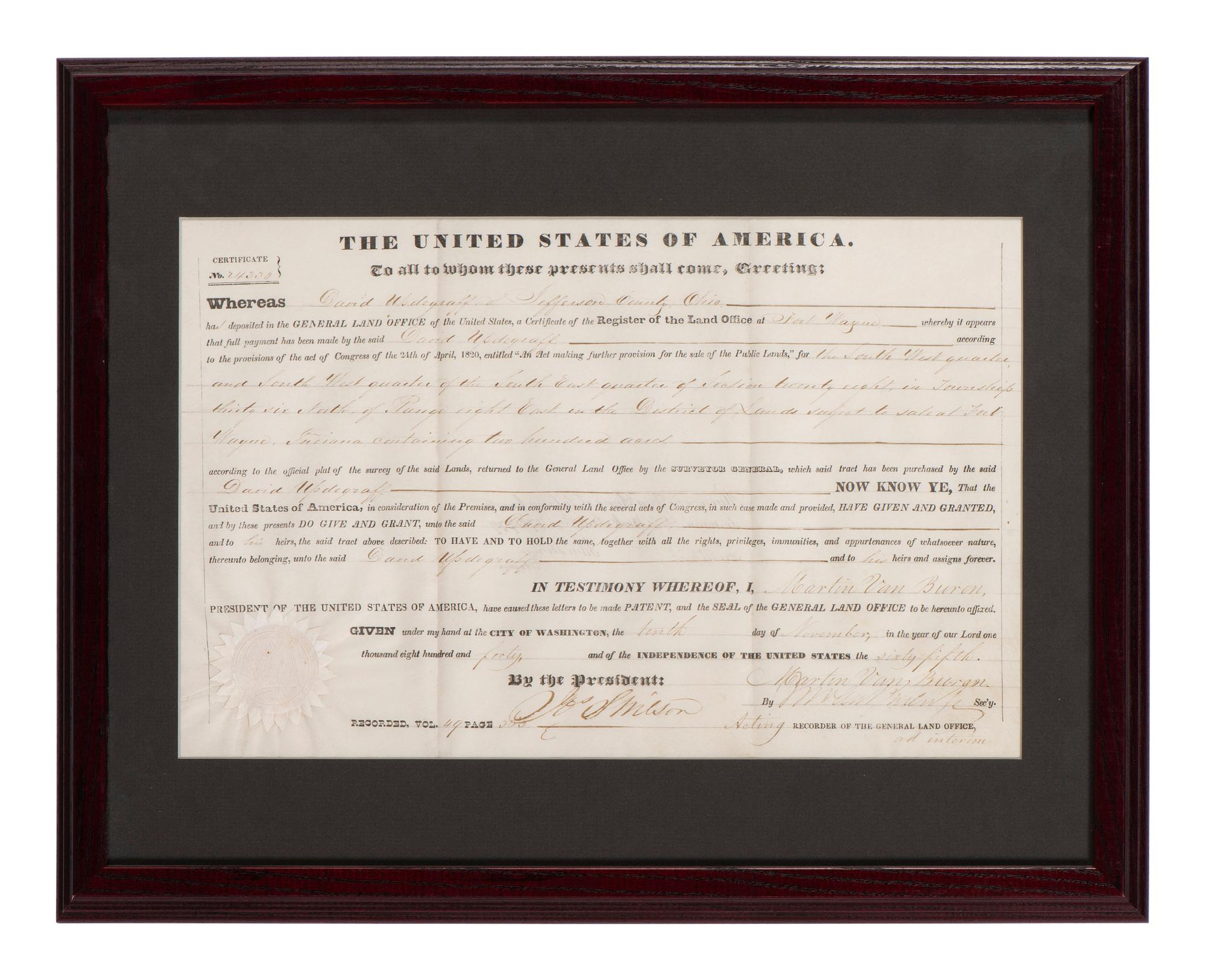 [POLK, James K. (1795-1849) -- PIERCE, Franklin (1804-1869) -- VAN BUREN, Martin (1782-1862).]