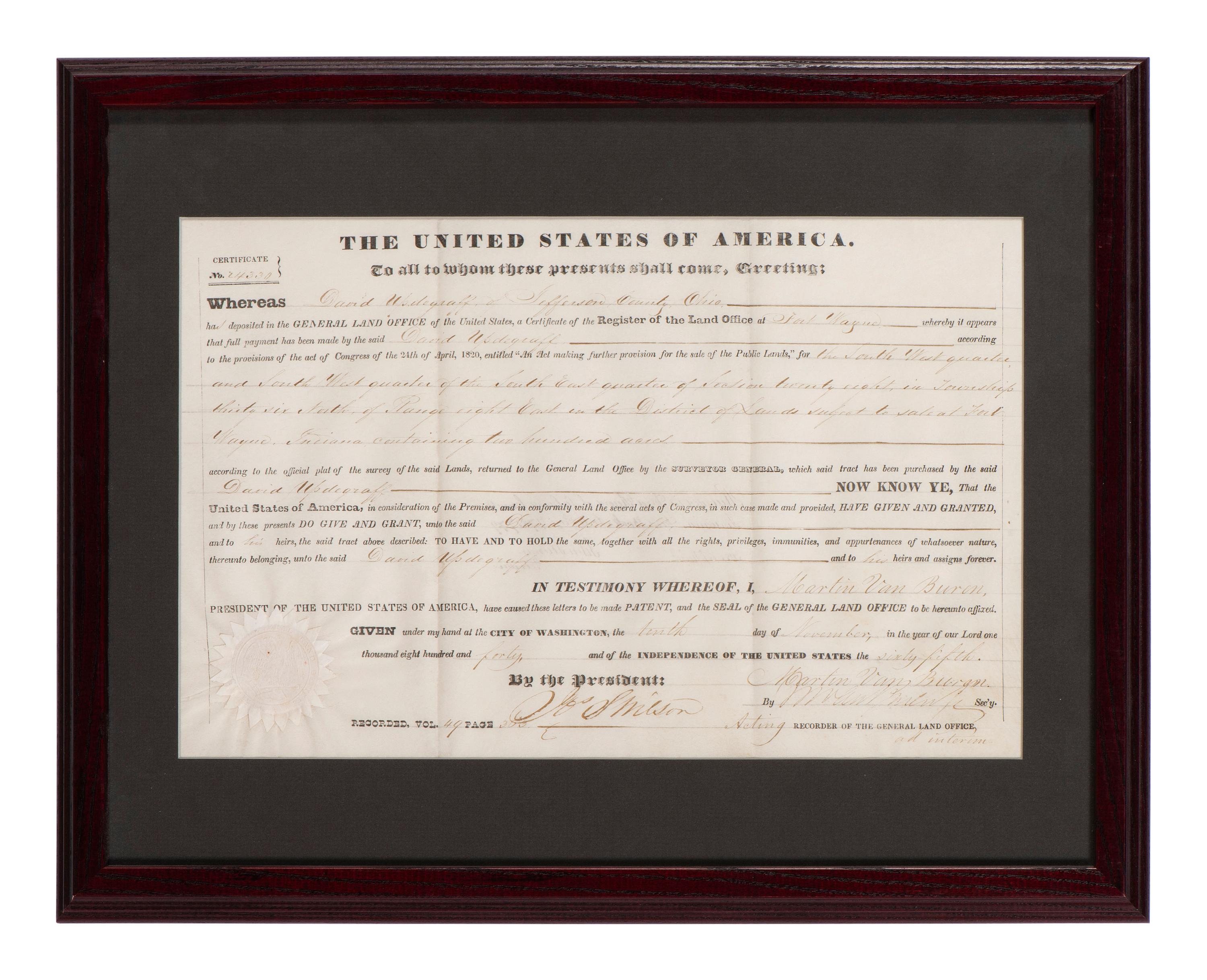 [POLK, James K. (1795-1849) -- PIERCE, Franklin (1804-1869) -- VAN BUREN, Martin (1782-1862).]