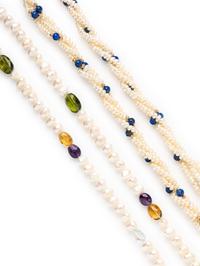 TWO CULTURED AND MULTIGEM PEARL NECKLACES
