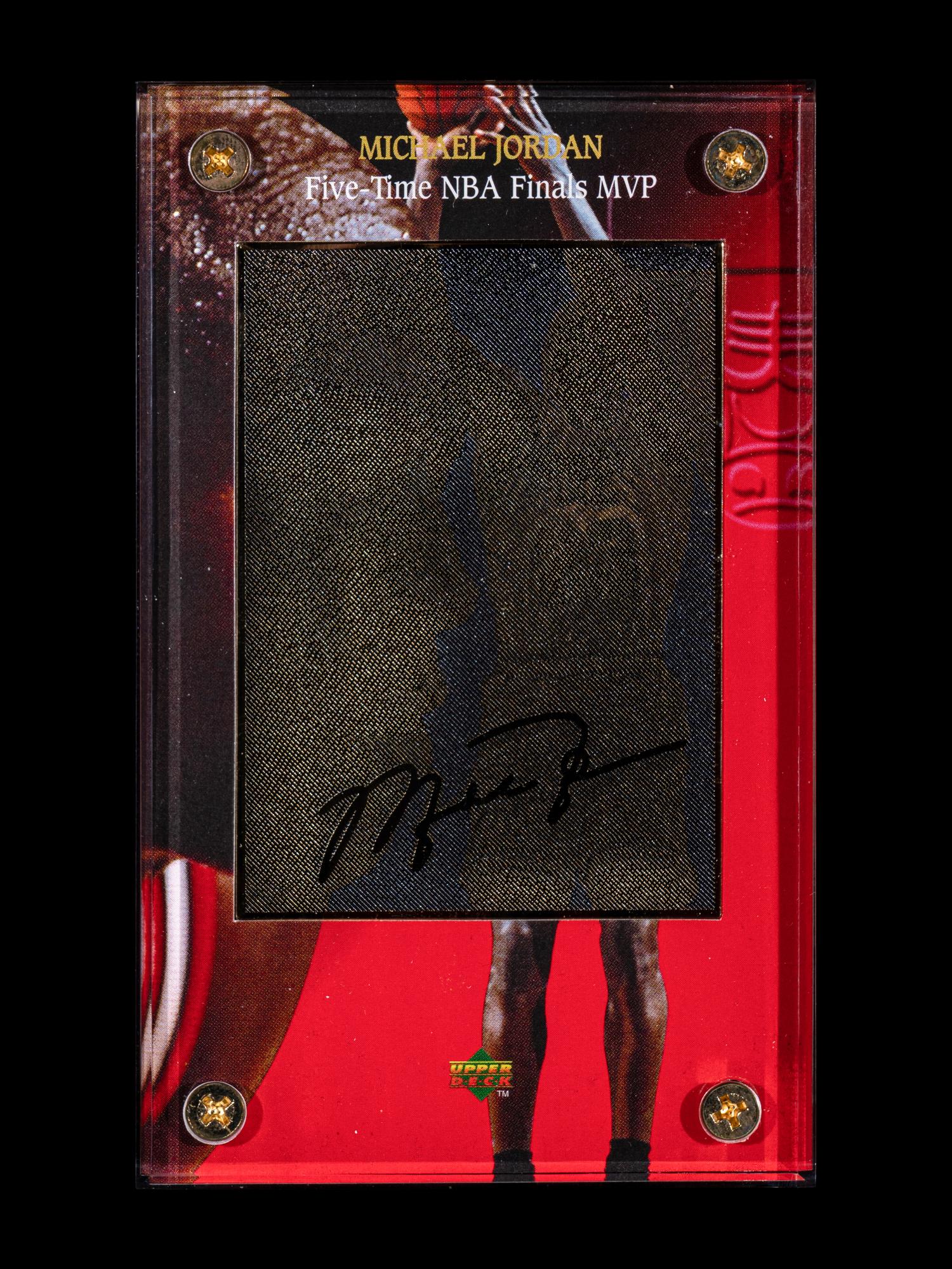 A Group of Three 1997 Upper Deck Limited Edition Michael Jordan 24k Gold Nickel Silver Cards,