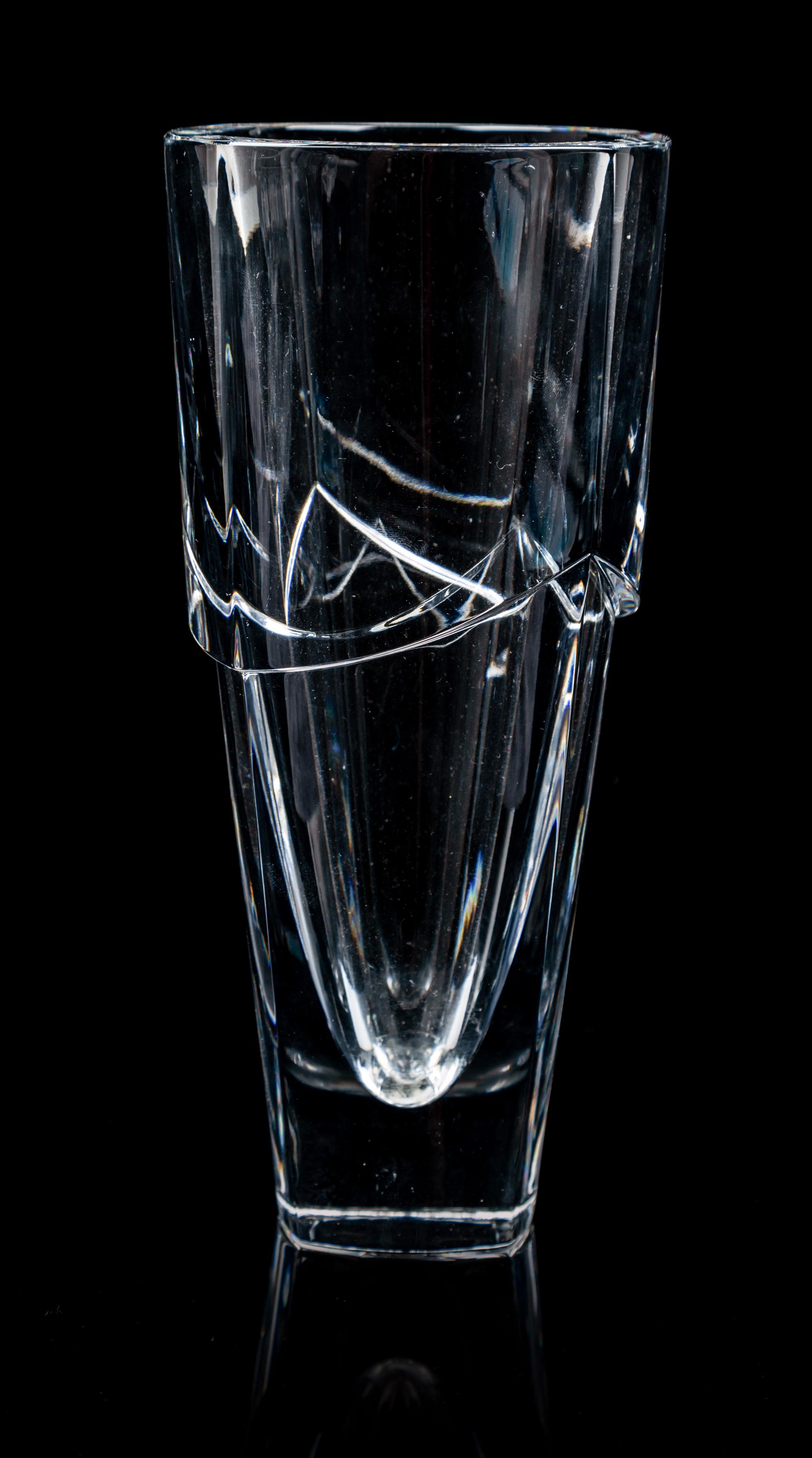 An Orrefors Cut Glass Vase Height 9 3/8 inches. — SECOND-HALF 20TH CENTURY