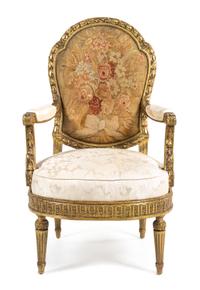 A Louis XVI Style Giltwood Fauteuil Height 46 inches. — 19TH/20TH CENTURY