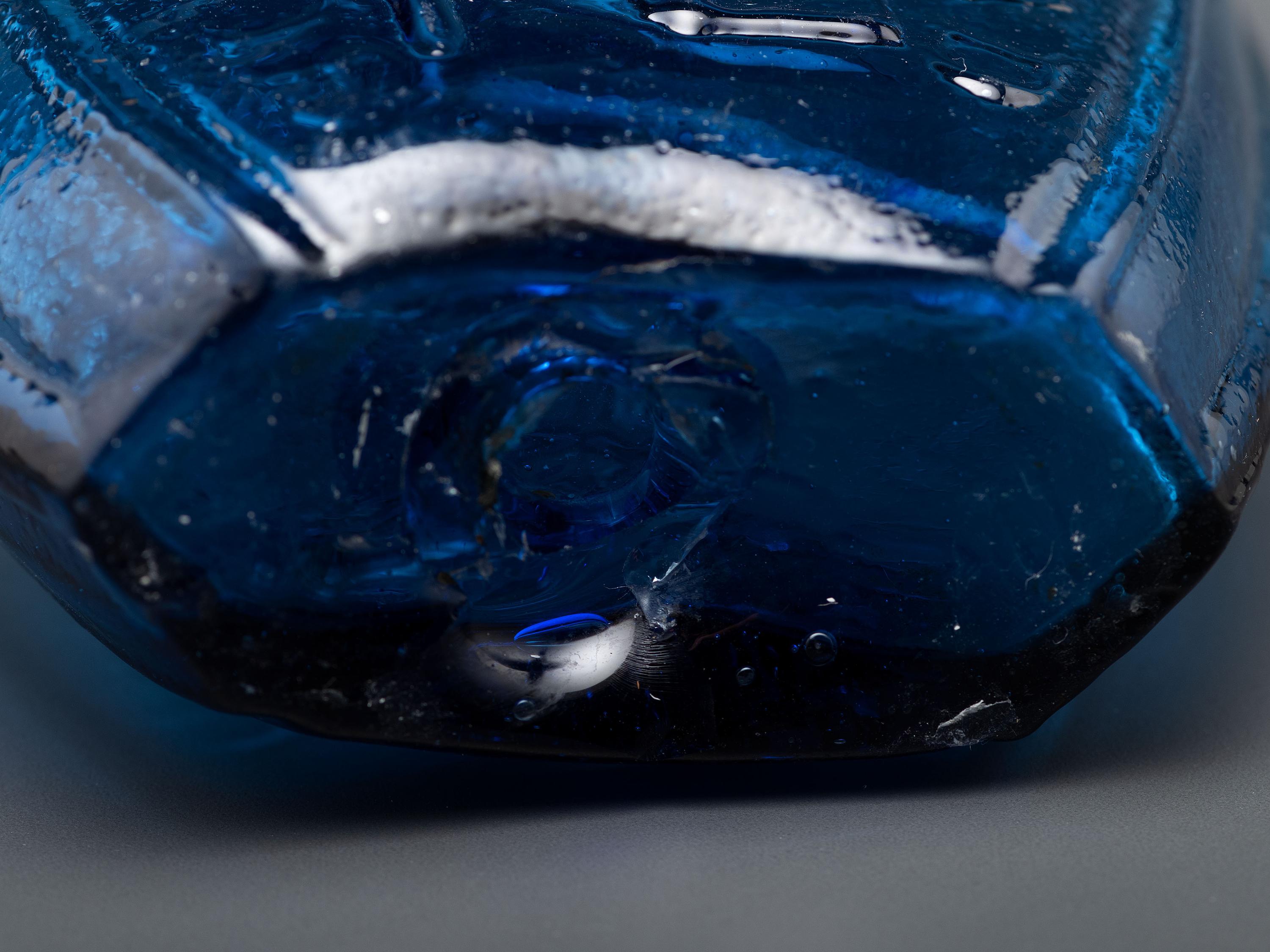 A New York Molded-Glass Flask in Light Sapphire Blue by Lancaster Glass Works