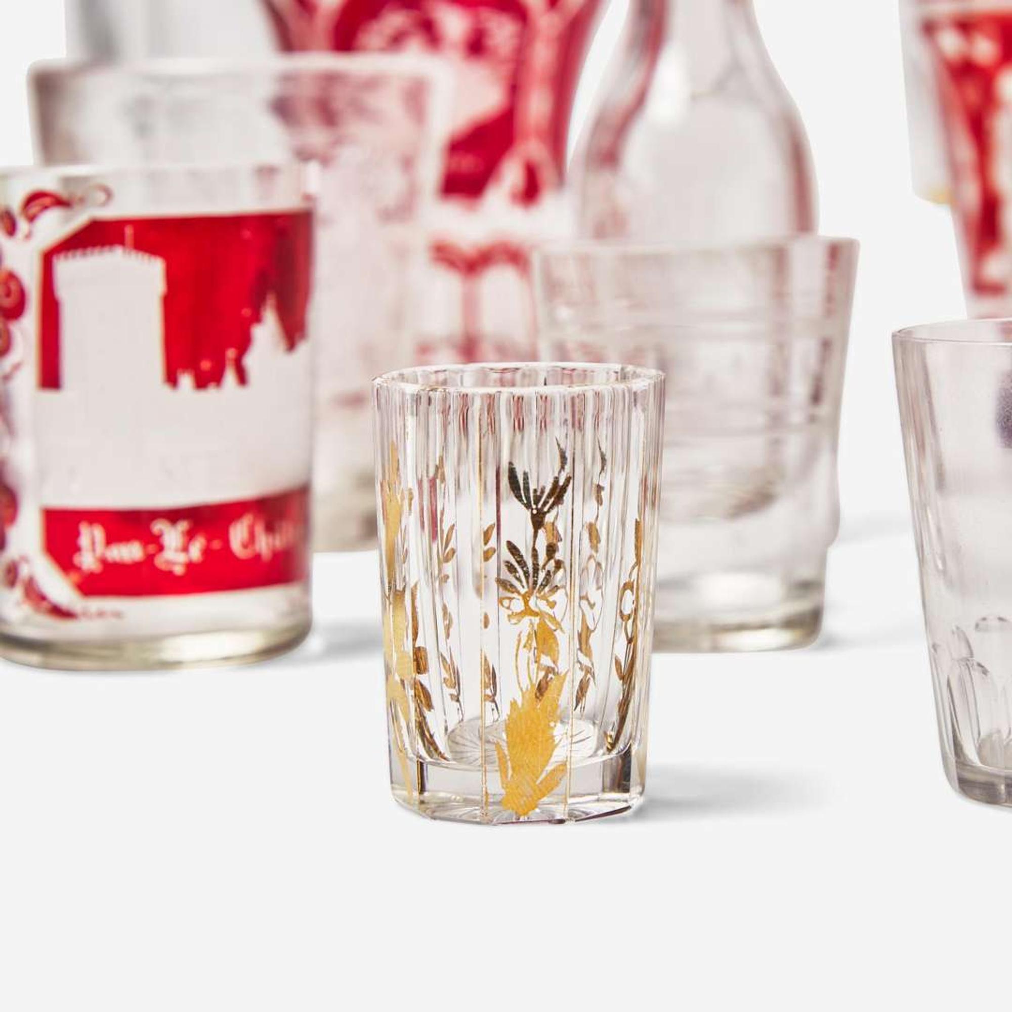 A group of thirty-eight molded and etched glass tablewares English and Continental, 18th - 20th century