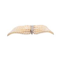 CULTURED PEARL AND DIAMOND CHOKER NECKLACE