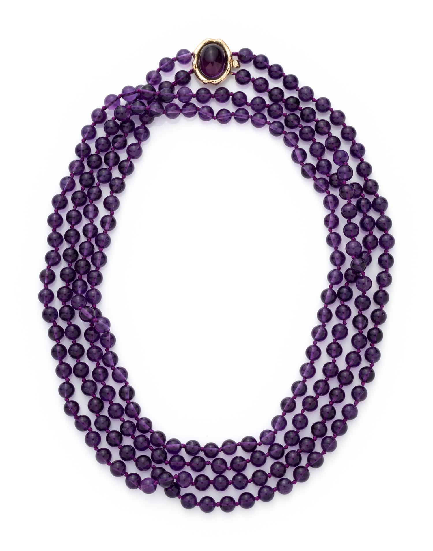 COLLECTION OF YELLOW GOLD AND AMETHYST JEWELRY