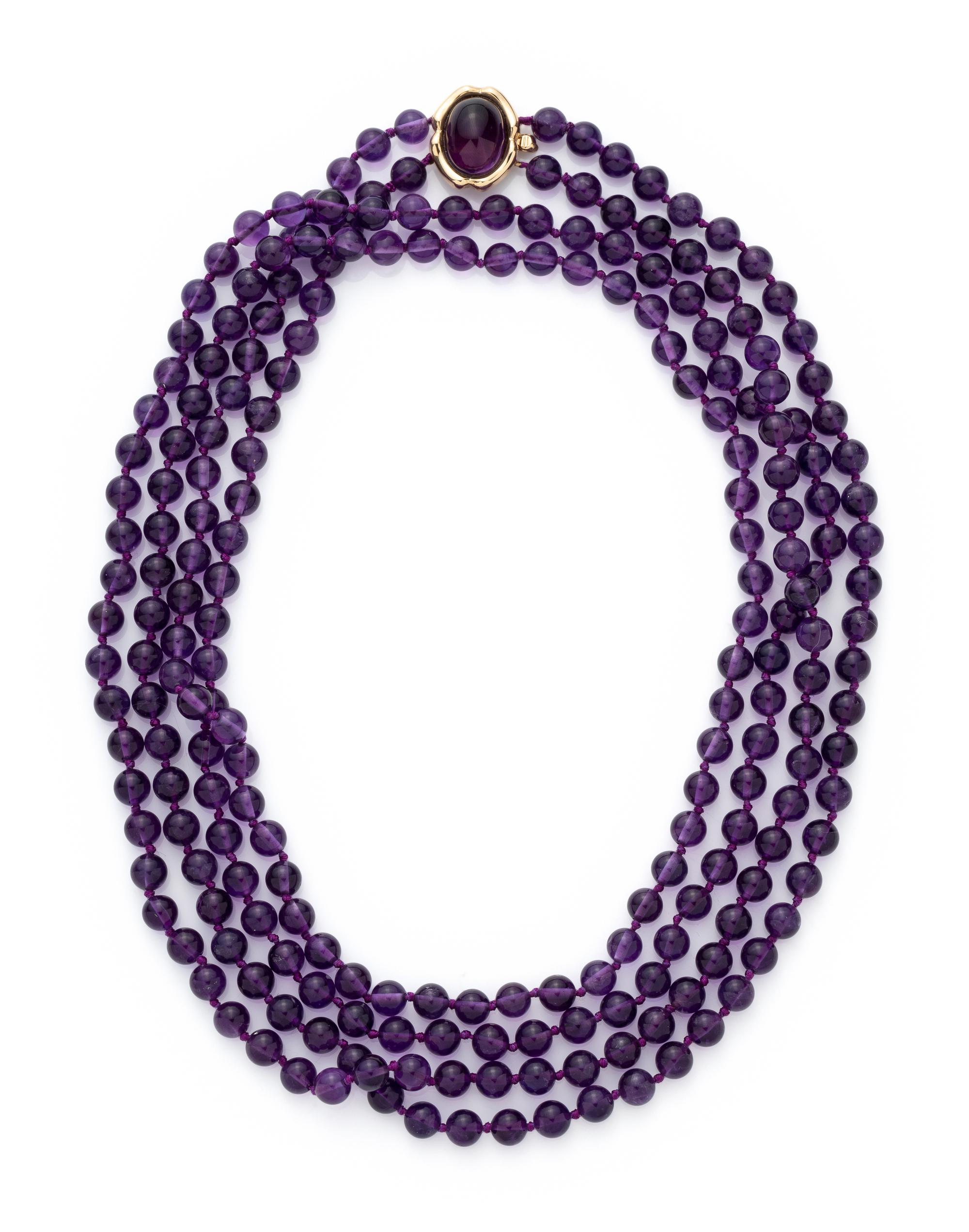 COLLECTION OF YELLOW GOLD AND AMETHYST JEWELRY