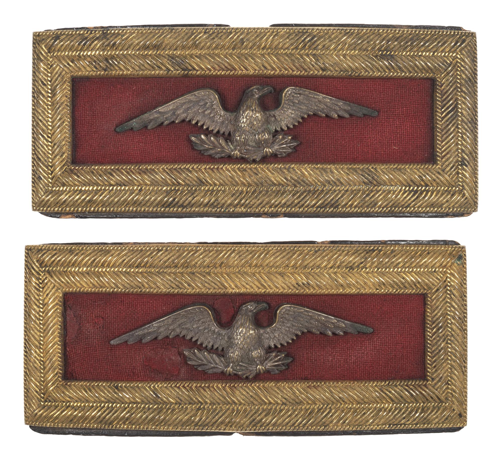 [CIVIL WAR]. Smith patent colonel of artillery shoulder straps identified to Colonel Charles H. Stewart, 3rd New York Light Artillery.