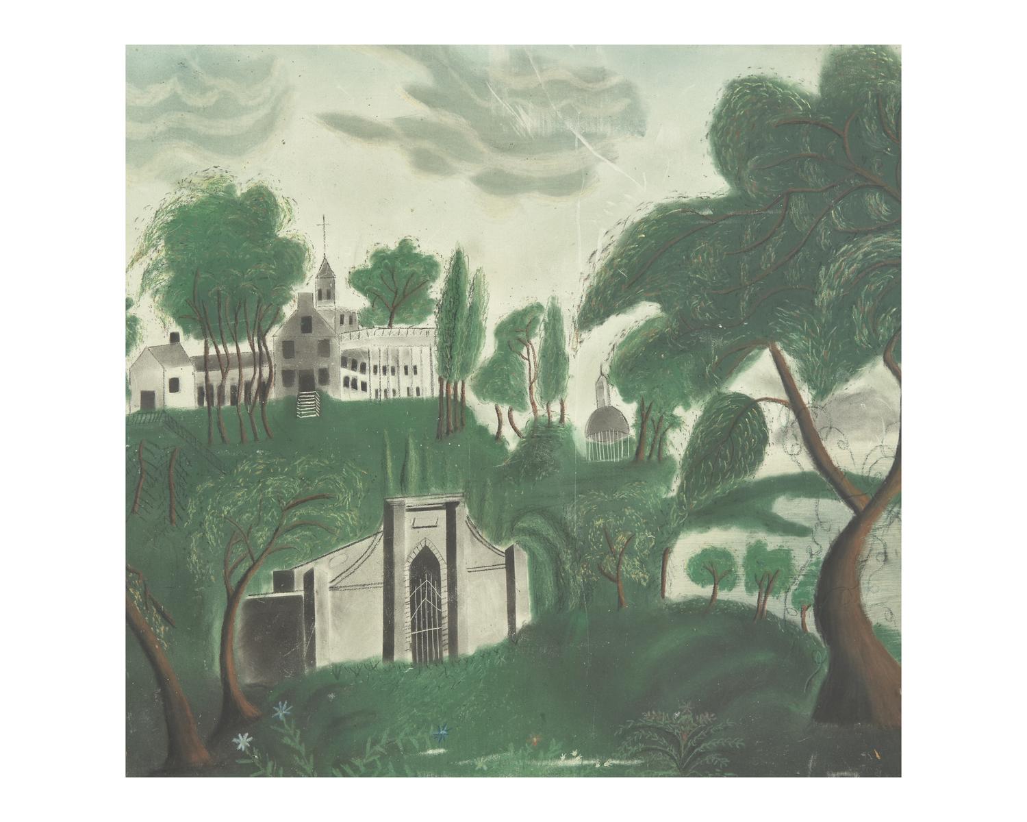 American School 19th century, View of Washington's Tomb and Mount Vernon