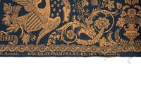 A Blue and White Jacquard Woven Liberty Coverlet