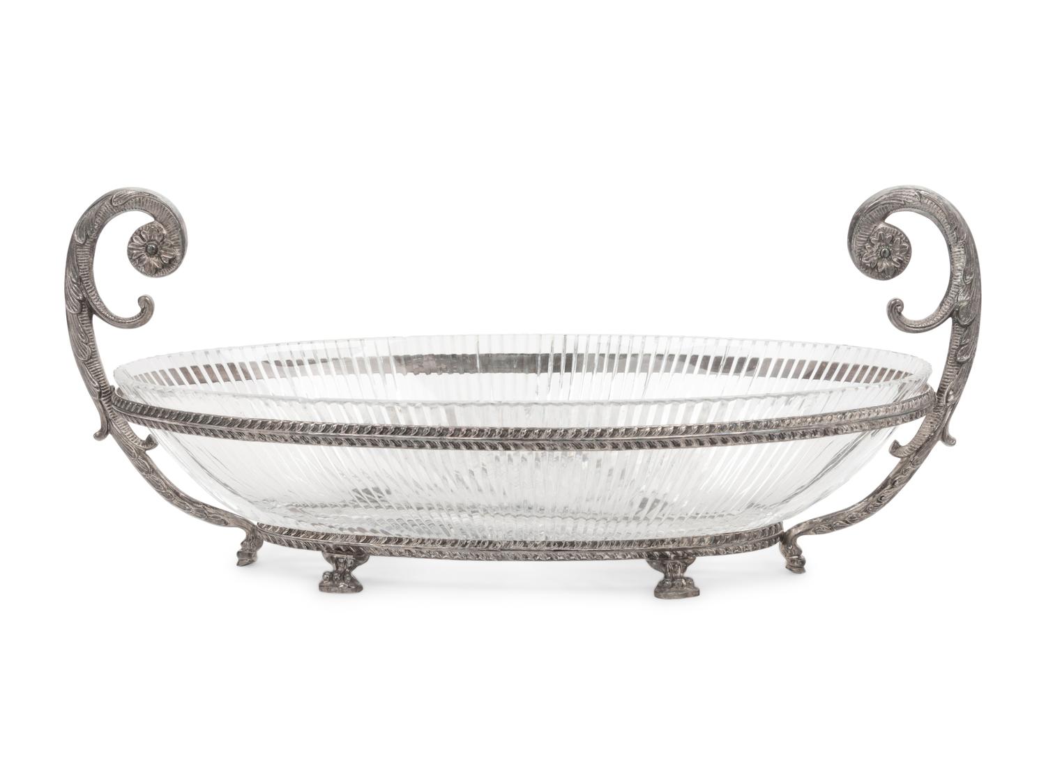 A Silver-Plate and Cut Glass Centerpiece Bowl