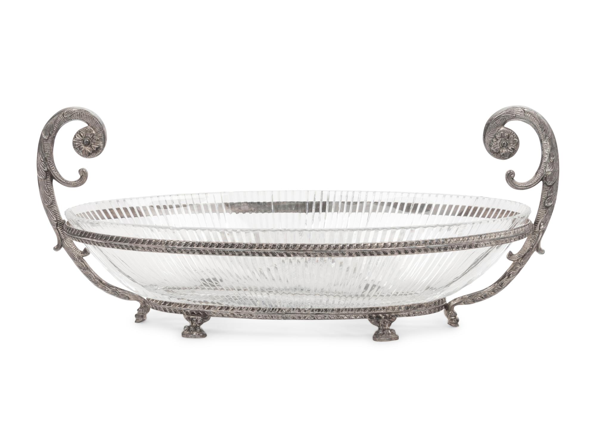 A Silver-Plate and Cut Glass Centerpiece Bowl