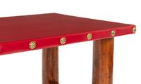 Coffee Table with Leather Top and Brass Tacks, circa 1945