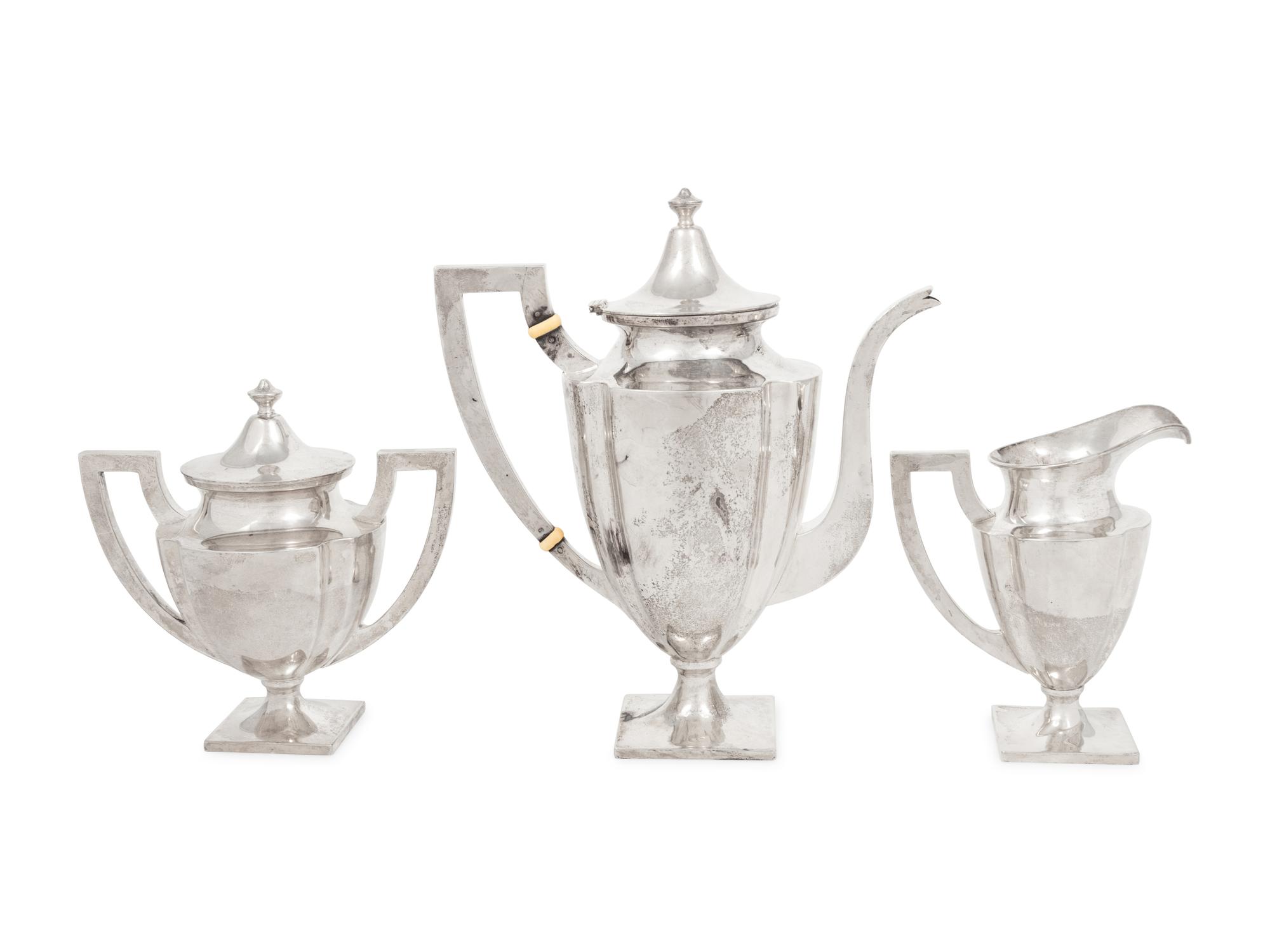 An American Silver Three-Piece Coffee Service