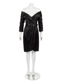 Scaasi Satin Seersucker Evening Dress with Belt, 1980-90s