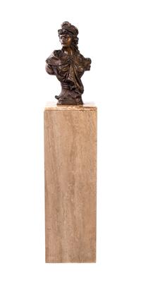 A Continental Bronze Bust, Height of bronze 19 inches.