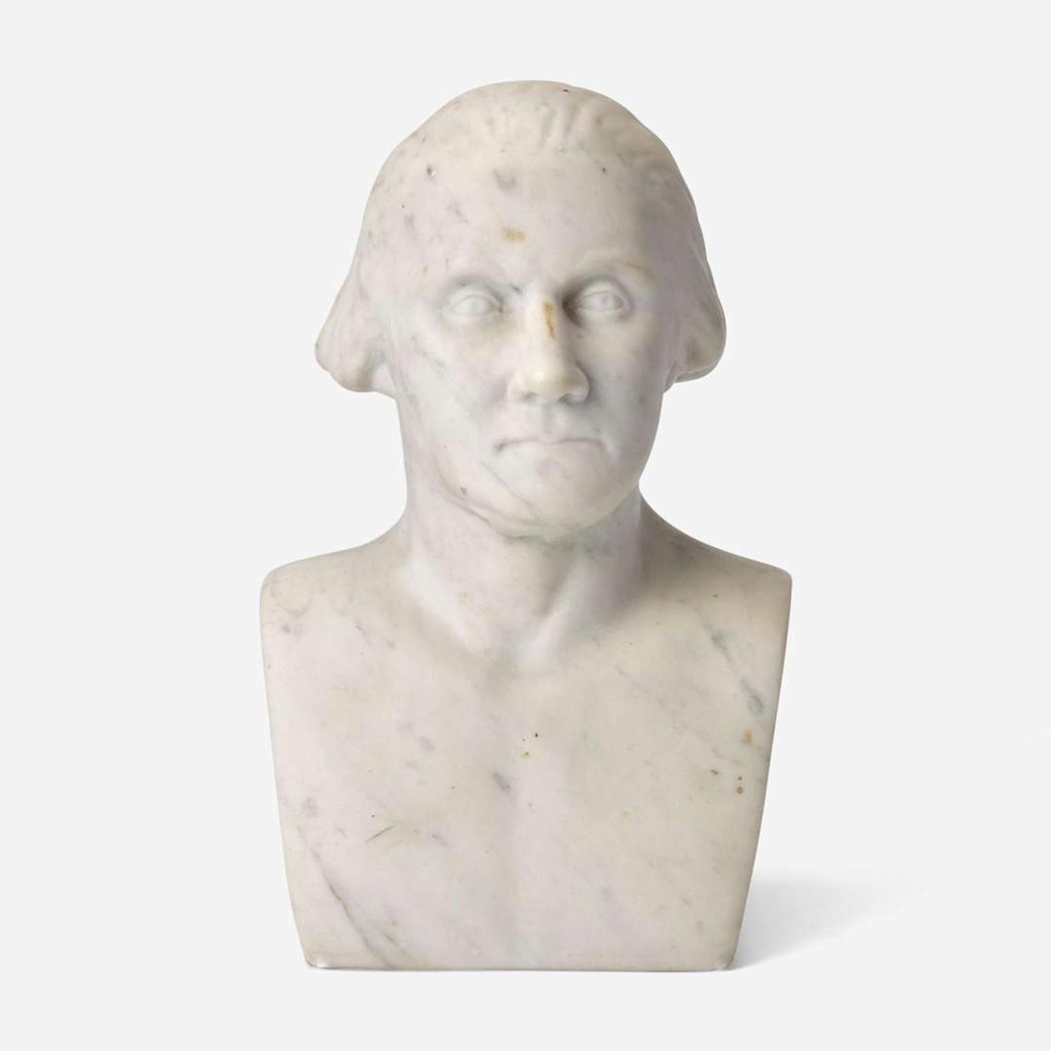 American School 19th century A carved marble bust of George Washington (1732-1799)