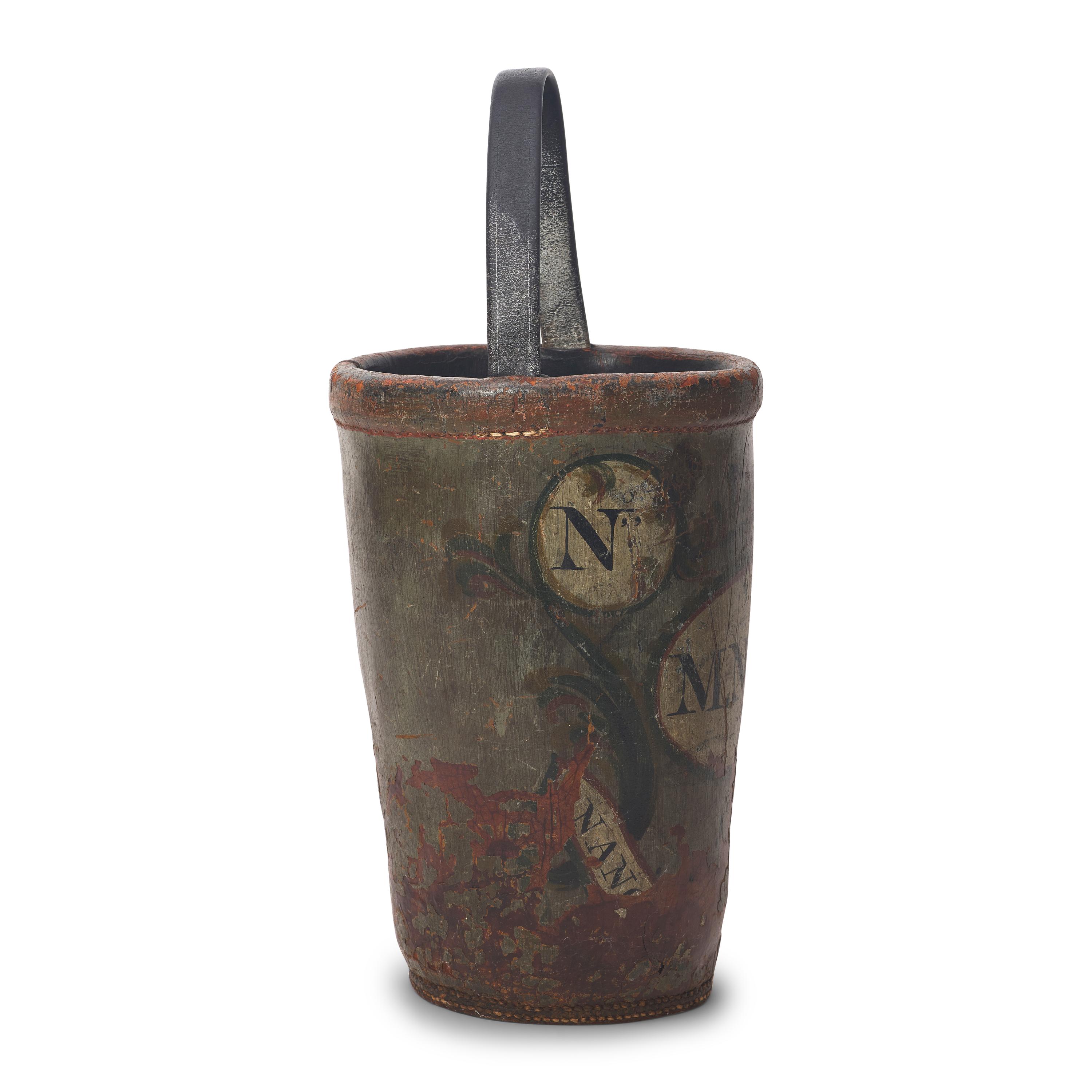 A Painted Leather Fire Bucket