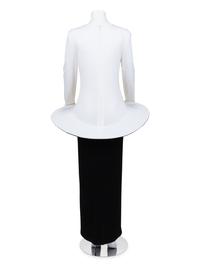 Pierre Cardin Haute Couture Bi-color Dress with Hooped Skirt, 1980-90s