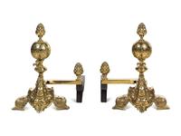 A Pair of Brass Andirons