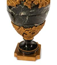 A Pair of French Gilt Bronze and Marble Urns