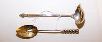 A Danish Silver Sauce Ladle, Georg Jensen, Copenhagen, 20th Century, in the Acanthus pattern, together with an American pierced spoon,